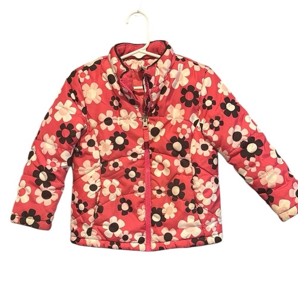 Healthtex toddler, girls, floral puffer coat, jacket winter warm, pink black 3T - Picture 1 of 9